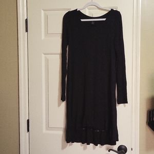 Black dress slight high Low ruffle Hem